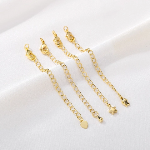 14K Goud Gevulde Verlengketting Met Hart Ster Waterdruppel Hanger Karabijnsluiting DIY Sieraden Maken Ketting Armband Verlengstuk