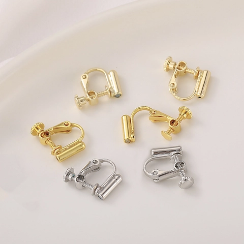 DIY Copper Screw Clip-on Earring Converters With Silicone Plug Gold Plated Earring Findings For Non-Pierced Ears Jewelry Accessory
