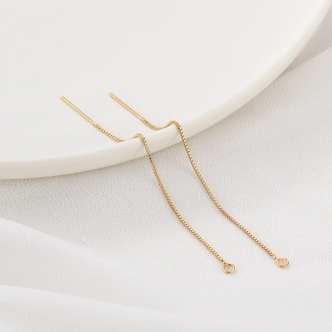 18K Gold Plated Copper Box Chain Earring Threader Pins For DIY Jewelry Making Findings Earring Components For Women