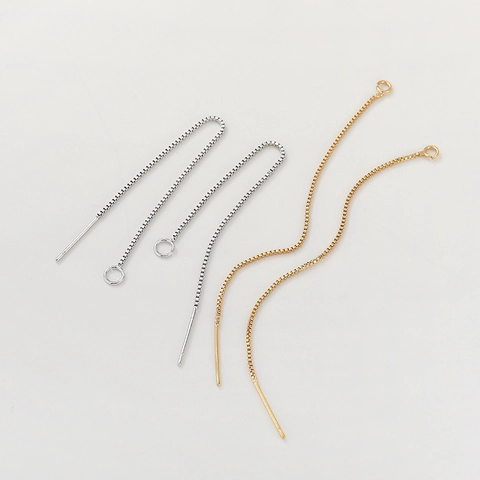 18K Gold Plated Copper Box Chain Earring Threader Pins For DIY Jewelry Making Findings Earring Components For Women