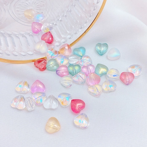 Heart Shaped Czech Glass Beads 8mm Iridescent Iridescent Loose Beads For DIY Bracelet Necklace Jewelry Making Handmade Craft Materials