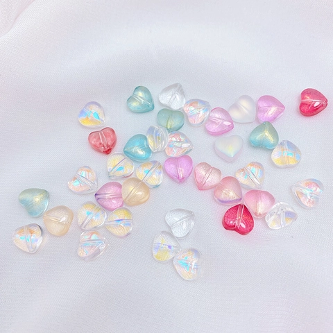 Heart Shaped Czech Glass Beads 8mm Iridescent Iridescent Loose Beads For DIY Bracelet Necklace Jewelry Making Handmade Craft Materials