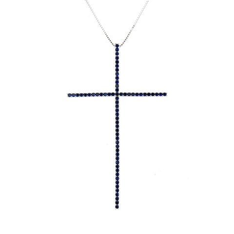Large Cross Pendant Necklace For Women Men Copper Gold Silver Black Plated Pave Zirconia Religious Fashion Jewelry Box Chain Necklace