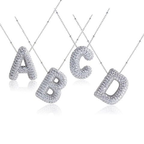 Mode Zirkonia Initial Buchstabe Halskette Versilbert Kupfer Alphabet Anhänger Halskette Für Damen Täglich Schlüsselbein Kette Schmuck