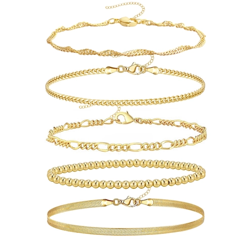 Pulseras Minimalistas de Cobre Chapado en Oro Figaro Cuban Snake Bead para Mujer Joyería de Moda Versátil y Apilable Diario