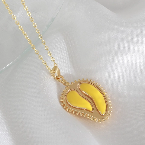 18K Vergoldete Kupfer Durian Frucht Anhänger Halskette Für Damen Mode Süße Minimalistische Kleine Früchte Halskette Schlüsselbein Kette Schmuck Geschenk