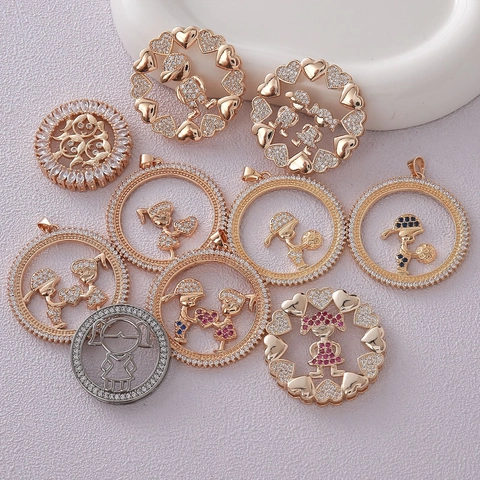 Cartoon Junge Mädchen DIY Anhänger Kupfer 18K Vergoldet Mikro Pave Zirkonia Charms Für Schmuckherstellung Halskette Armband Damen Kinder