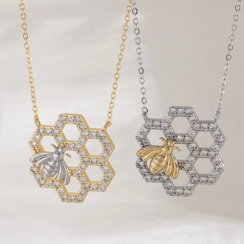 Gothic Kupfer Zirkonia Spinnennetz Anhänger Halskette Hohl Bienenwabe Verschluss Kette Galvanisiert Dunkler Stil Schmuck Für Halloween Party Damen