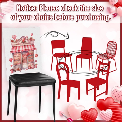 Fundas de Respaldo de Silla con Estampado de Corazón de San Valentín Cubreasientos Decorativos de Felpa para Hogar Fiesta