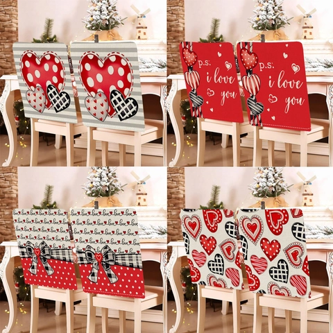 Coprisedie per San Valentino Motivo a Cuore Peluche Corto Protezioni per Sedie da Pranzo per Matrimonio Casa Festa Decorazione