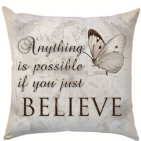 Vintage Butterfly Inspirational Quote Throw Pillow Case Decorative Cushion Cover For Sofa Living Room Home Decor Artistic Style