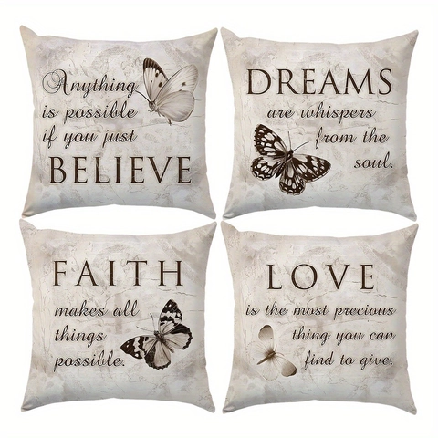 Vintage Butterfly Inspirational Quote Throw Pillow Case Decorative Cushion Cover For Sofa Living Room Home Decor Artistic Style