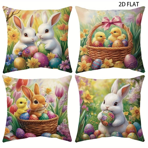 Osterhase Eier Muster Kissenbezug Weich Plüsch Festliche Kissenhülle Für Sofa Wohnzimmer Dekorative Kissenbezug