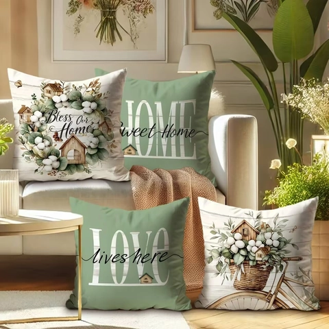 Modern Minimalistisch Polyester Plüsch Kissenbezug Quadrat Kissenhülle Mit Slogan Blumen Muster Für Wohnkultur