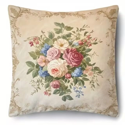 Vintage Floral Pillow Case Polyester Soft Plush Eiffel Tower Butterfly Print Decorative Throw Pillow Cover For Sofa Home