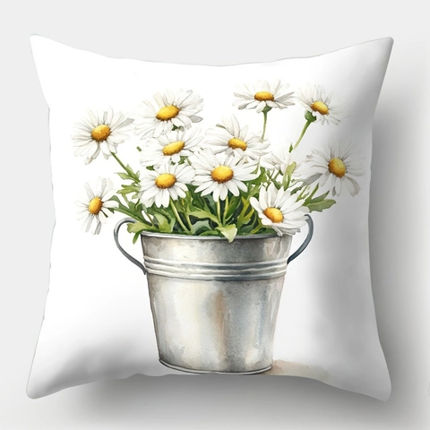 Gänseblümchen Kissenbezug Landhausstil Frühling Sommer Deko Kissenhülle Aquarell Blumen Dekokissenbezug Für Sofa Zuhause