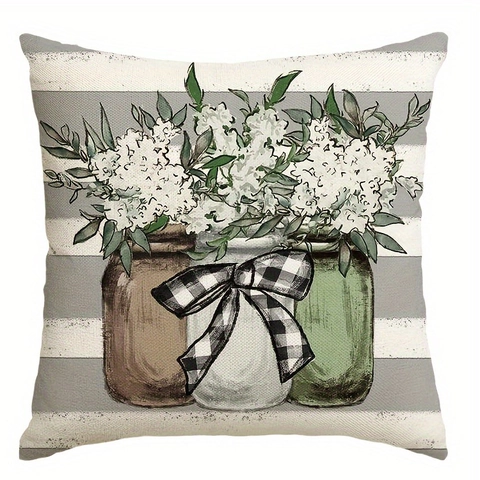 Vintage Ostern Leinen Kissenbezug Hase Blumen Kreuz Druck Dekorativer Kissenbezug Für Wohnzimmer Dekoration Zuhause