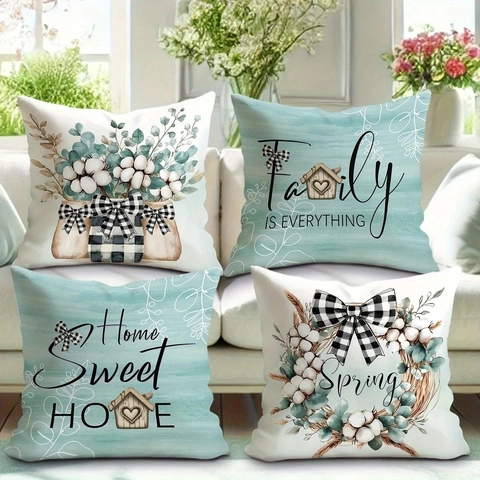 Boerderij Vintage Stijl Bloemen Katoen Patroon Decoratieve Kussenhoes Vierkant Kussensloop Voor Sofa Thuis Woonkamer