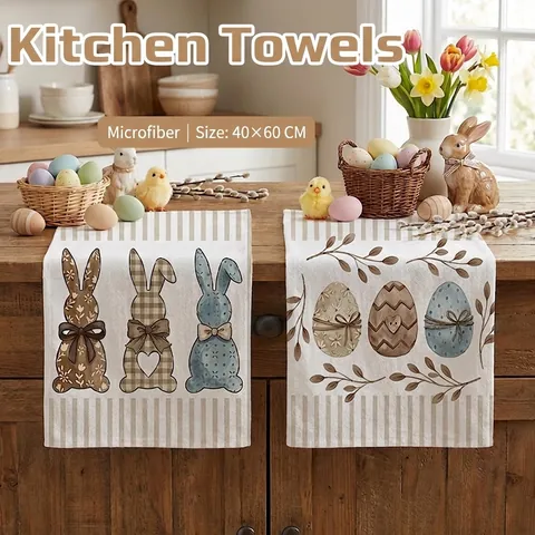Asciugamano da Cucina Coniglietto di Pasqua in Microfibra Assorbente per Decorazione Casa Festa di Primavera Strofinaccio Festivo