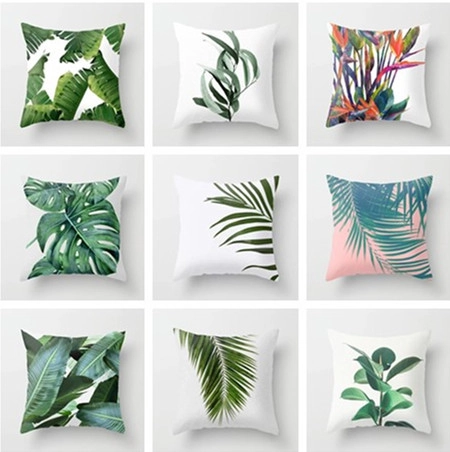 Taie d'Oreiller en Coton à Motif de Feuilles de Plantes Tropicales Housse de Coussin Décorative Minimaliste Moderne pour Canapé Maison Bureau