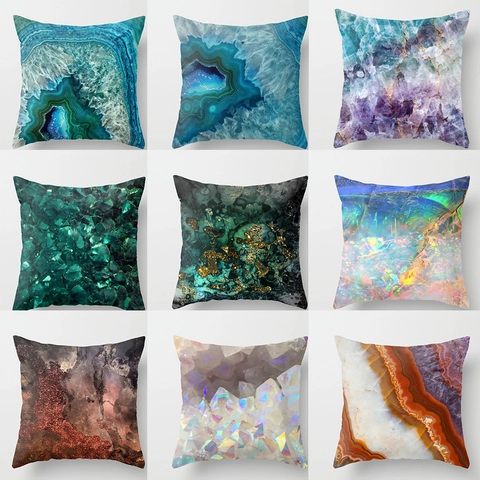 Funda de Almohada Nórdica Piel de Melocotón Textura Mármol Ágata Patrón Geoda Geométrico Funda de Cojín Decorativa para Sofá Hogar