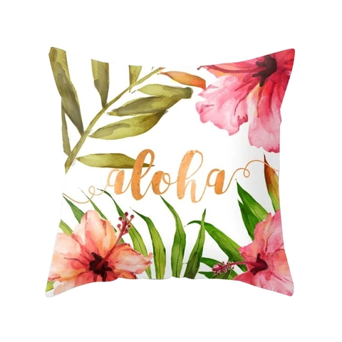 Federa per Cuscino in Poliestere Pelle di Pesca Con Stampa di Fiori e Lettere Quadrata Per Divano Decorazioni Casa Minimalista