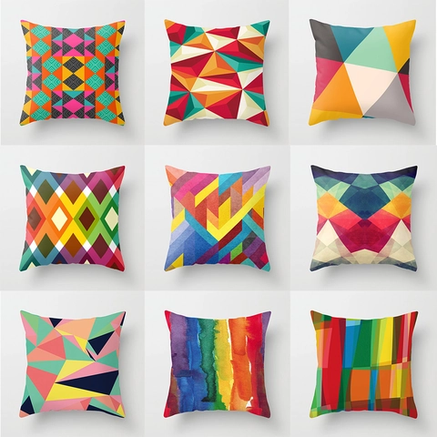 Noords Geometrisch Abstract Decoratieve Kussensloop Polyester Kleurrijk Patroon Sofa Kussenhoes Voor Thuis Kantoor Auto Decoratie