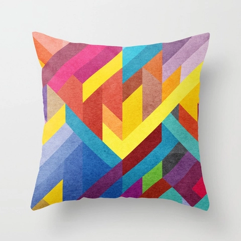 Noords Geometrisch Abstract Decoratieve Kussensloop Polyester Kleurrijk Patroon Sofa Kussenhoes Voor Thuis Kantoor Auto Decoratie