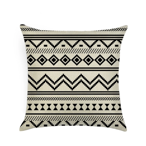Nordic Geometric Pattern Linen Pillowcase Black White Abstract Triangle Deer Head Decorative Square Throw Pillow Cover