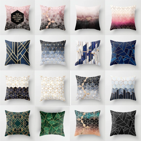 Moderner Geometrischer Marmormuster Deko-Kissenbezug Pfirsichhaut Polyester Weiche Kissenhülle Für Sofa Zuhause Wohnzimmer