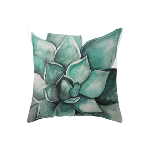 Funda de Cojín con Patrón Geométrico de Planta Verde Tropical Poliéster Piel de Melocotón Decorativa Funda de Almohada para Sala de Estar Hogar