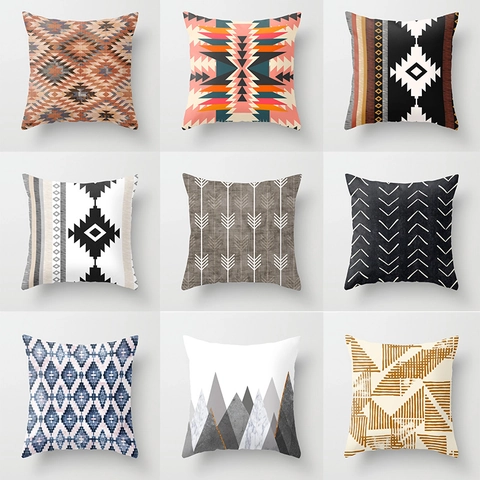 Fodera per Cuscino Geometrica Minimalista Nordica in Poliestere Pelle di Pesca Decorativa per Divano Casa Camera da Letto