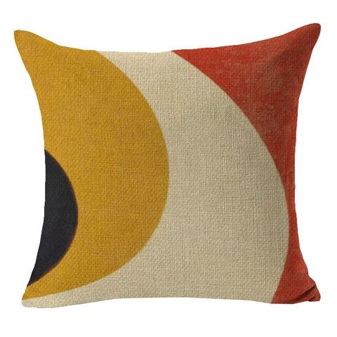 Federa in Lino Geometrica Astratta Moderna Copricuscino Arte Mid-Century Federa Quadrata per Divano Arredamento Casa