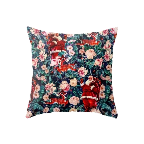Vintage Christmas Peach Skin Pillowcase Reindeer Santa Claus Decorative Cushion Cover For Sofa Home Decor No Insert