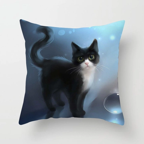 Fodera per Cuscino con Motivo a Gatto Artistico Quadrata in Pelle di Pesca Federa Decorativa per Divano Casa Auto