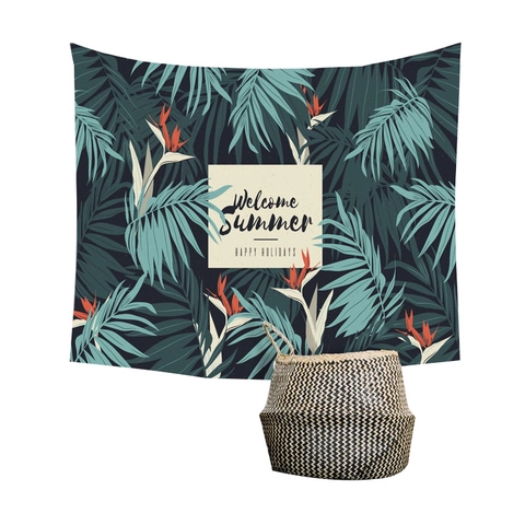 Nordischer Tropenpflanzen Blatt Wandteppich Polyester Monstera Palmblatt Muster Hintergrundtuch Für Schlafzimmer Wohnzimmer Haus Dekoration
