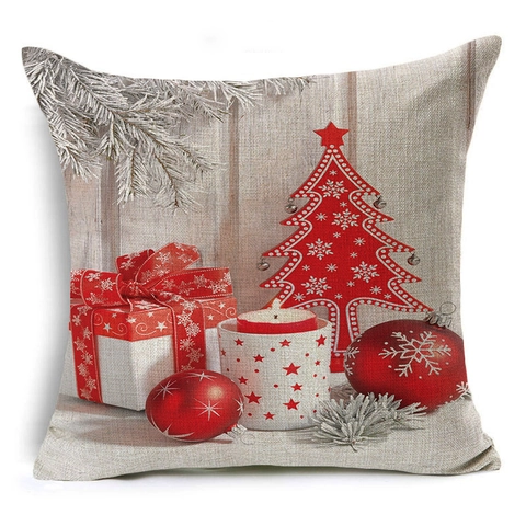 Kerst Linnen Kussenhoezen Feestelijke Decoratieve Kussensloop Voor Thuis Bank Kantoor Kerstboom Sneeuwvlok Print Sloop
