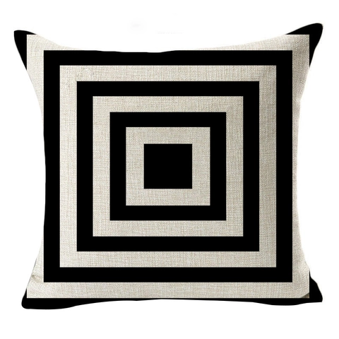 Federa Decorativa in Lino Geometrica Minimalista Bianco Nero Stile Moderno Nordico Per Divano Soggiorno Divano Letto