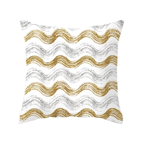 Modern Geometric Gold Glitter Throw Pillowcase Polyester Decorative Square Cushion Cover For Sofa Car Home Living Room