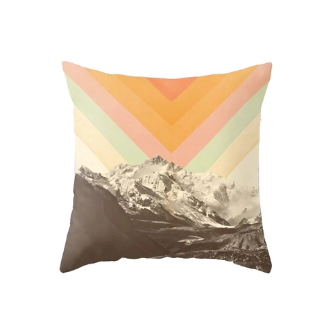 Fodera per Cuscino a Strisce Arcobaleno Moderna Minimalista Paesaggio in Poliestere Retro Quadrato Decorazione per Divano Casa