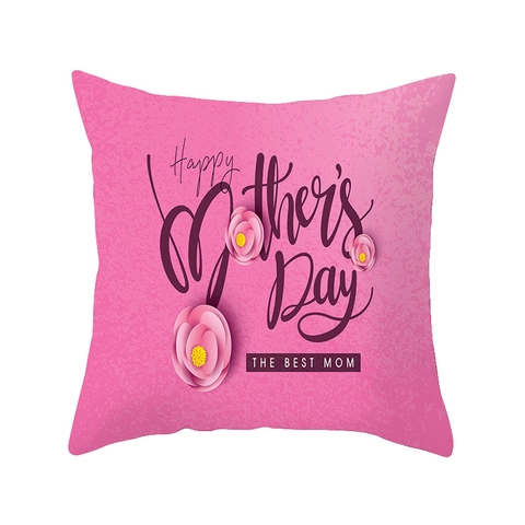 Mother's Day Decorative Polyester Heart Pillowcase Happy Mother's Day Lettering Cushion Cover For Sofa Bedroom Decor