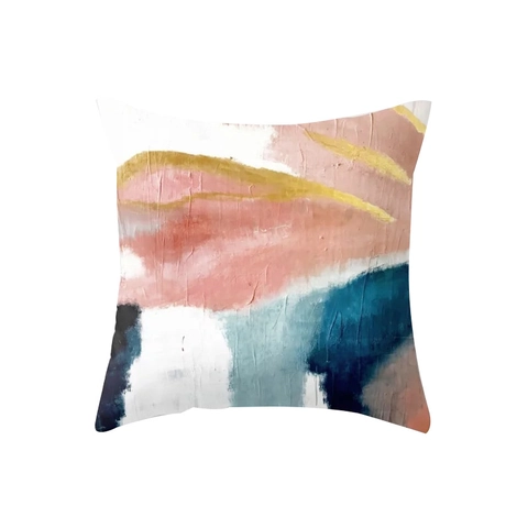 Funda de Cojín Decorativa de Lino con Pintura al Óleo Abstracta Moderna Funda de Almohada Artística Minimalista Sofá