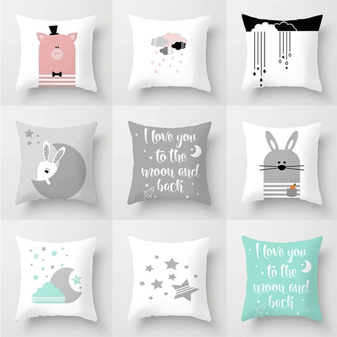 Nordisch Cartoon Bedruckt Kissenbezug Polyester Dekorative Kissenhülle Für Sofa Schlafzimmer Wohnzimmer Heimtextilien