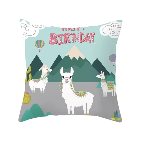 Cartoon Llama Pattern Square Throw Pillowcase Polyester Decorative Cushion Cover For Sofa Living Room Home Decor
