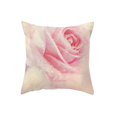 Amerikanischer Stil Rose Blume Kissenbezug Weich Polyester Dekorativer Kissenbezug Für Zuhause Sofa Schlafzimmer Makro Blumendruck