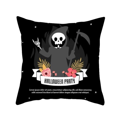 Halloween Geist Skelett Kürbis Bedruckt Kissenbezug Polyester Quadratisch Dekokissen Bezug Für Sofa Heim Party Deko