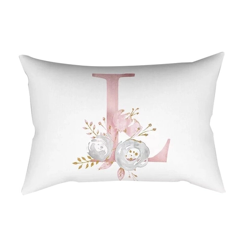 Bloemen Alfabet Letter Kussensloop Perzikhuid Polyester Decoratieve Kussenhoes Voor Bank Woonkamer Home Decor