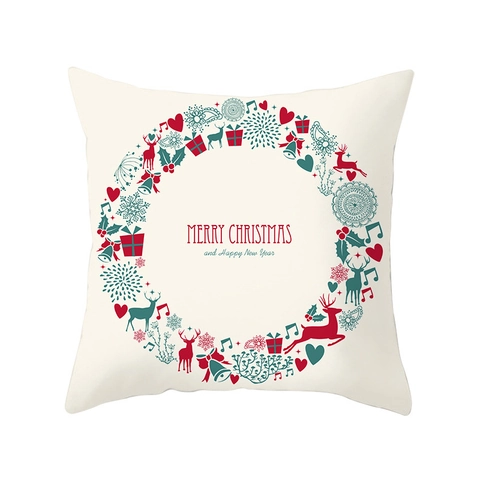 Christmas Elk Snowflake Polyester Pillowcase Holiday Home Decor Sofa Cushion Cover Peach Skin Printed Throw Pillow Case