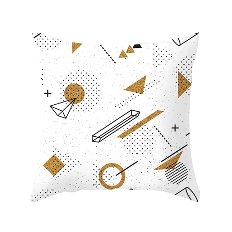 Moderner Geometrischer Abstrakter Kissenbezug Pfirsichhaut Gold Weiß Schwarz Gemustert Dekorativer Kissenbezug Für Sofa Heimdekor