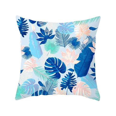 Fodera per Cuscino Scandinava Stampa Lettere Pianta Tropicale Poliestere Pelle di Pesca Federa Decorativa per Divano Casa
